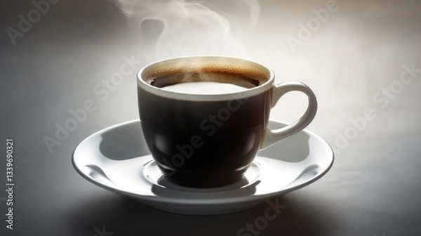 Fototapeta Aromatic Steam Rising from a Cup of Dark Coffee