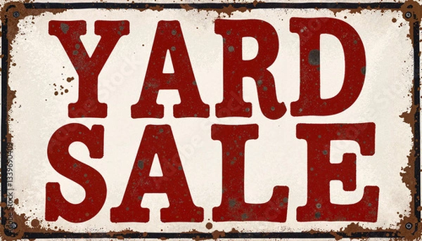 Fototapeta Grungy yard sale sign with stencil letters and textured background, DIY charm