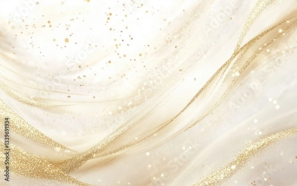 Obraz Elegant, flowing, light beige fabric with gold glitter
