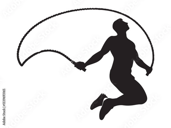 Obraz man athlete jumping rope silhouette