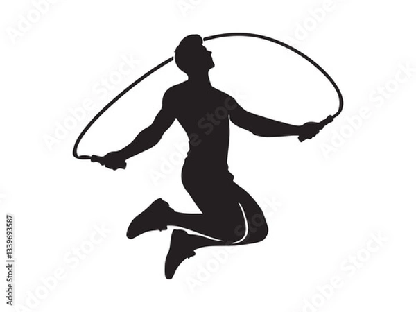 Obraz man athlete jumping rope silhouette