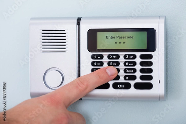 Obraz Person's Finger Entering Code In Security System