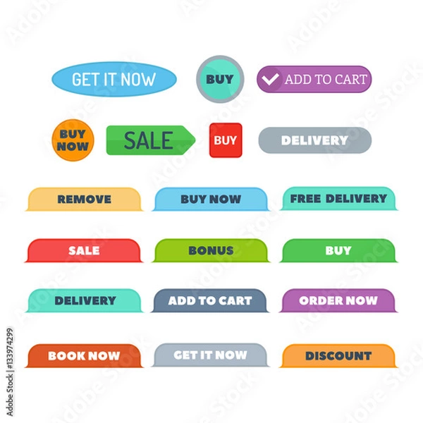 Obraz Shop buttons vector set.