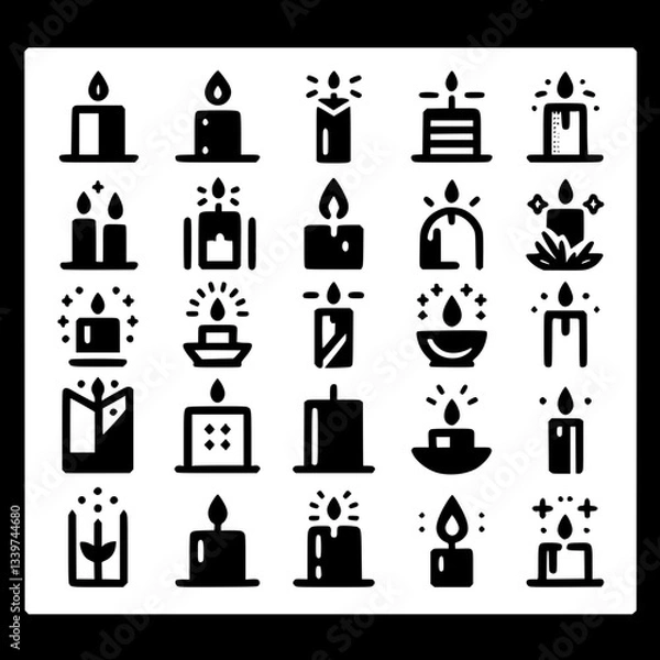 Obraz candle Icon Set