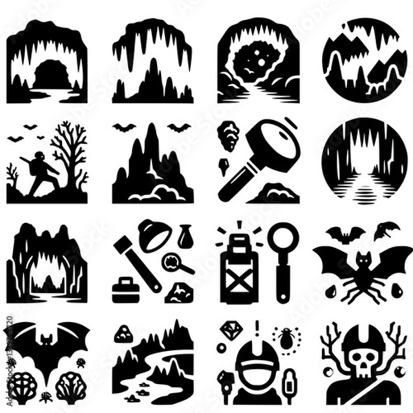 Fototapeta caves Icon Set