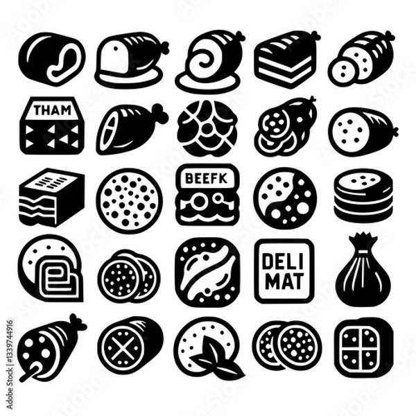 Obraz deli meats Icon Set