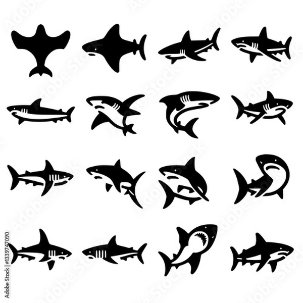 Obraz sharks Icon Set