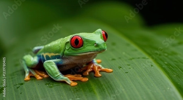 Obraz Red-eyed tree frog ,close-up