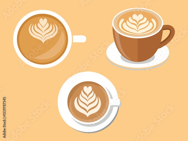 Fototapeta vector illustration of a Café au Lait Coffee with Milk