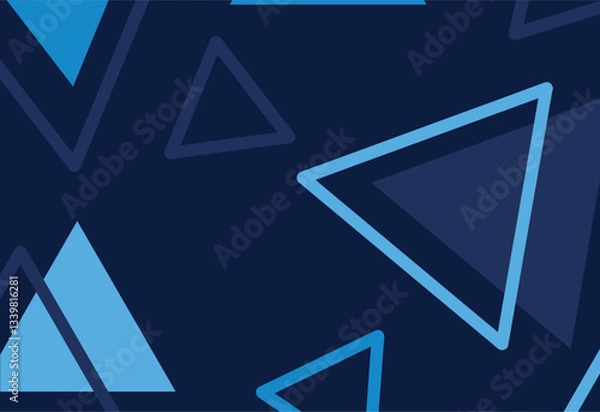 Fototapeta Seamless pattern with blue triangles on a dark blue background.