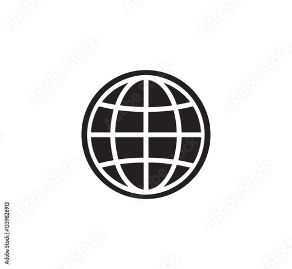 Obraz Internet icon silhouelette. Black earth icon. Vector image.