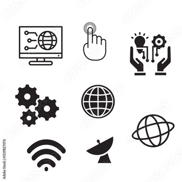 Obraz Technology icon silhoulette isolated on white background. Vector image.