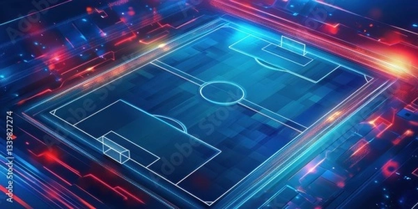 Obraz Futuristic Digital Representation Of A Soccer Field Design