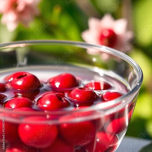 Fototapeta glass of red currant blurred nature shot background 