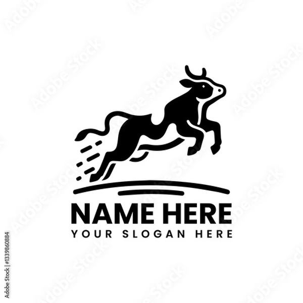 Fototapeta Stylized jumping cow vector graphic. Dynamic farm animal design