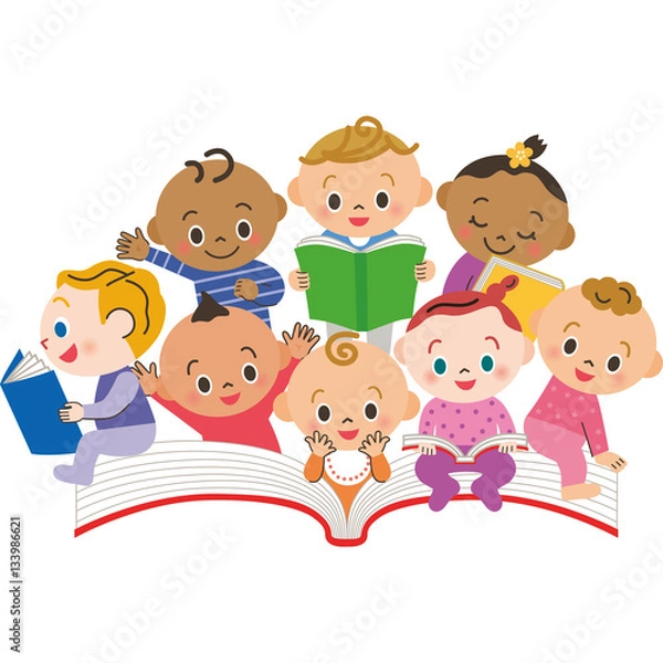 Fototapeta 本と赤ちゃん