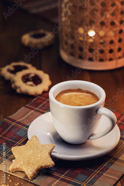 Obraz Espresso with Festive Cookies