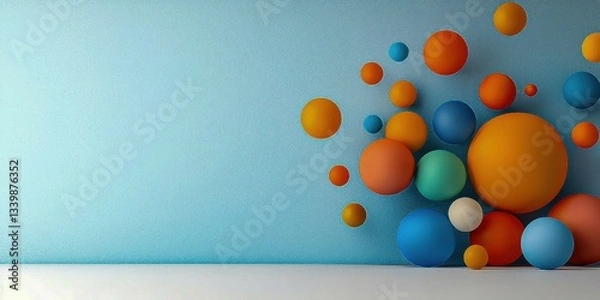 Fototapeta Vibrant Colorful Balloons with Confetti Create Joyous Festive Celebration Decor for Event Party