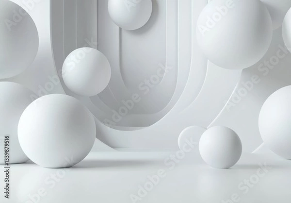 Fototapeta White corporate abstract background of looping animated gradient geometric shapes