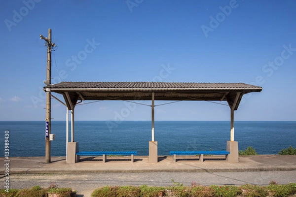 Fototapeta 下灘駅／海に近い駅（愛媛県伊予市双海町）