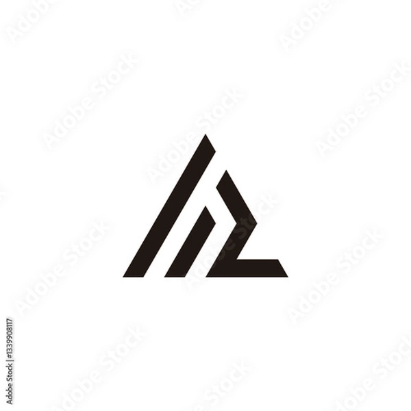 Fototapeta Letter h number 2 triangle geometric symbol simple logo vector