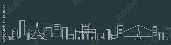 Fototapeta Mumbai Simple Lines Skyline on Dark Background
