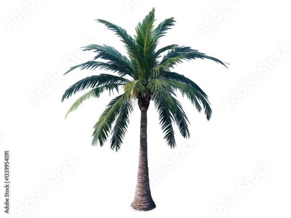 Fototapeta Detailed Isolated Palm Tree Rendering with Swaying Fronds on Transparent
