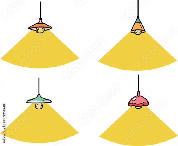 Obraz 吊るし電気スタンド、ライトの見出し・テキストボックスのイラスト