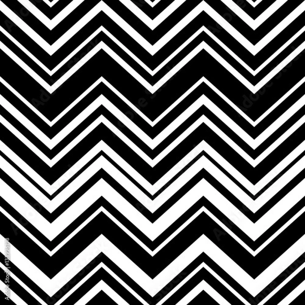 Fototapeta Abstract black and white geometric chevron seamless pattern, vector