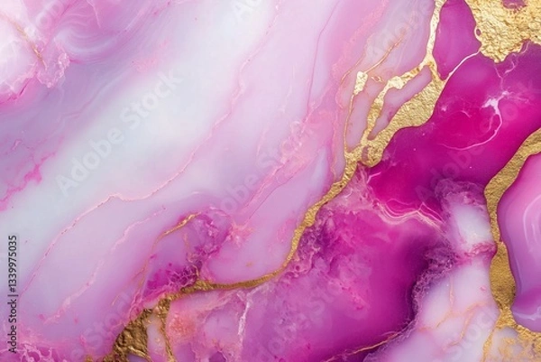 Fototapeta Luxurious pink and gold marble texture with elegant abstract patterns