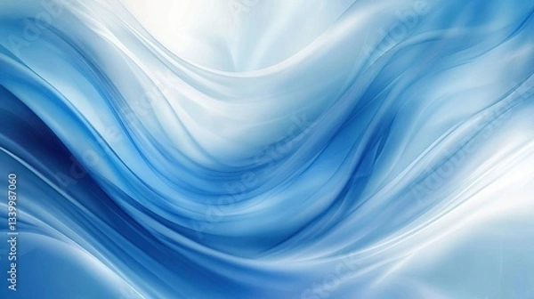 Fototapeta Abstract blue and white flowing waves background image. Perfect for website headers or creative project designs.