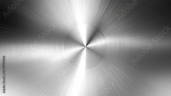 Fototapeta metallic radial gradient background with silver and white color scheme creates sleek and modern appearance. design features central focal point with radiating lines, giving sense of depth and
