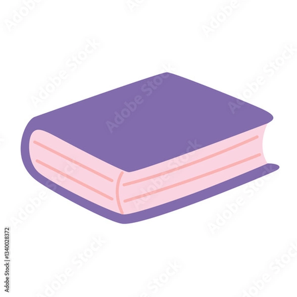 Obraz One closed purple book in cartoon style. Vector illustration isolated on light background