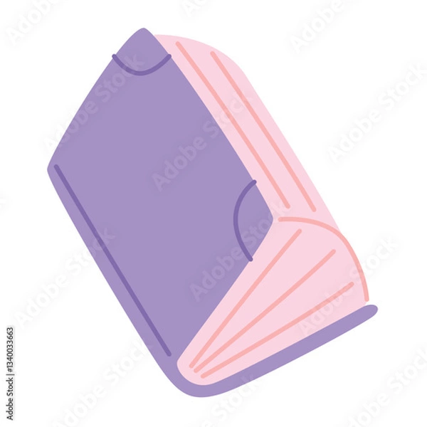 Obraz One open purple book in cartoon style. Vector illustration isolated on light background