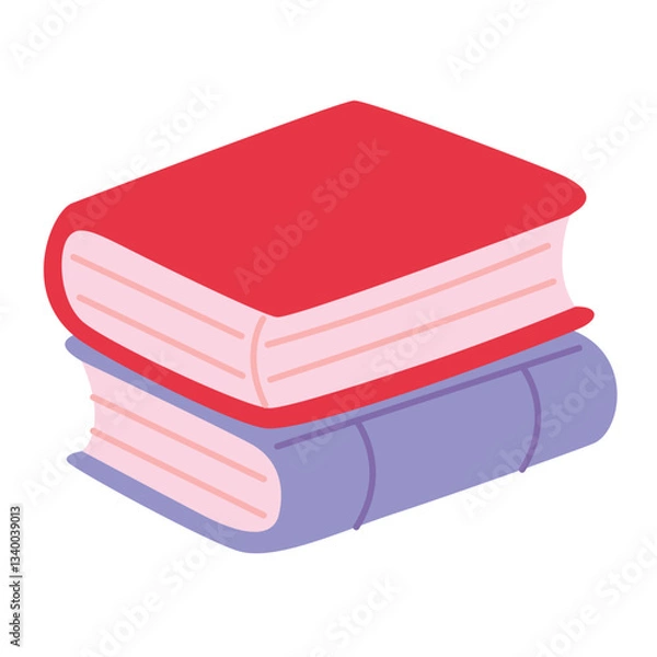 Obraz Two closed books in cartoon style. Vector illustration isolated on light background
