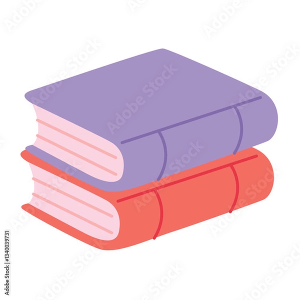 Obraz Two closed books in cartoon style. Vector illustration isolated on light background