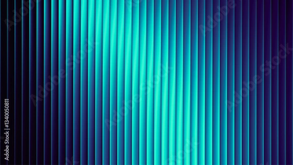 Fototapeta Futuristic neon texture with vibrant shades of blue wavy gradient and bright smooth fluted vertical lines. Bold dynamic design blending smooth tones and radiant colors and energy for modern visual art