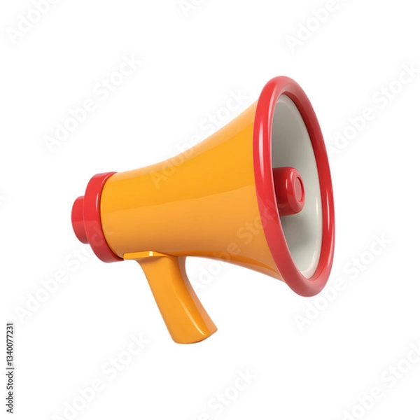 Obraz Megaphone bullhorn announcement communication loud speaker voice alert marketing tool promotion 3d render