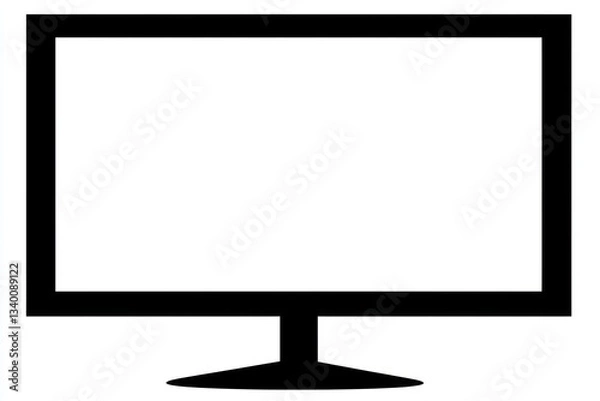 Fototapeta Computer screen icon, solid black on white