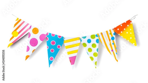Obraz Pastel Party Bunting with Confetti – Soft Festive Celebration Background