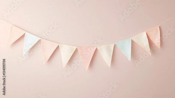 Obraz Pastel Party Bunting with Confetti – Soft Festive Celebration Background