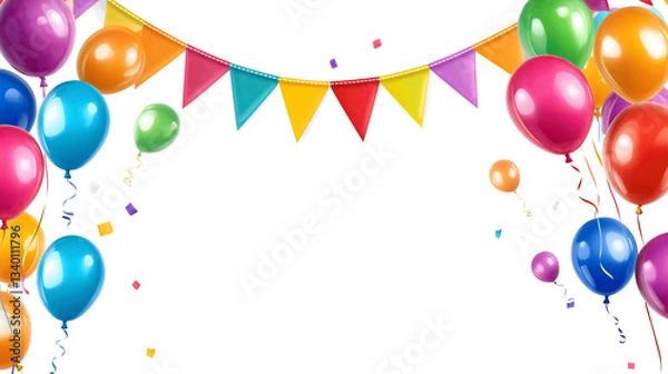 Obraz Pastel Party Bunting with Confetti – Soft Festive Celebration Background