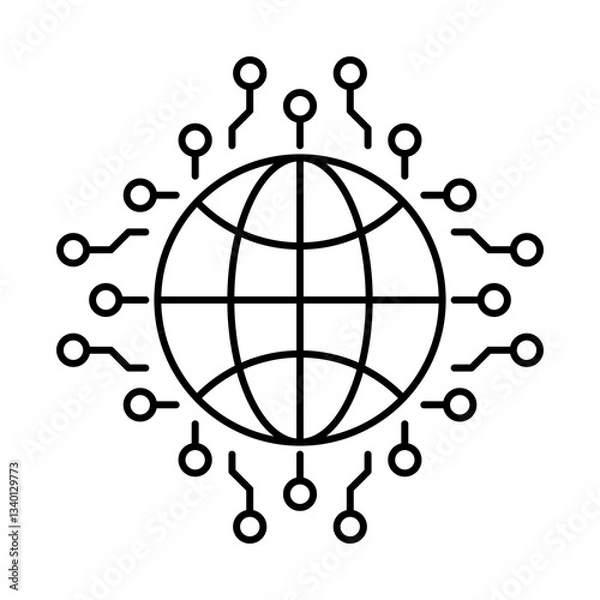 Fototapeta Digital World Icon – Globe with Network Representing Global Connectivity in the Digital Era.
