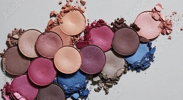 Fototapeta 柔らかな光彩、彩り豊かなアイシャドウパレット