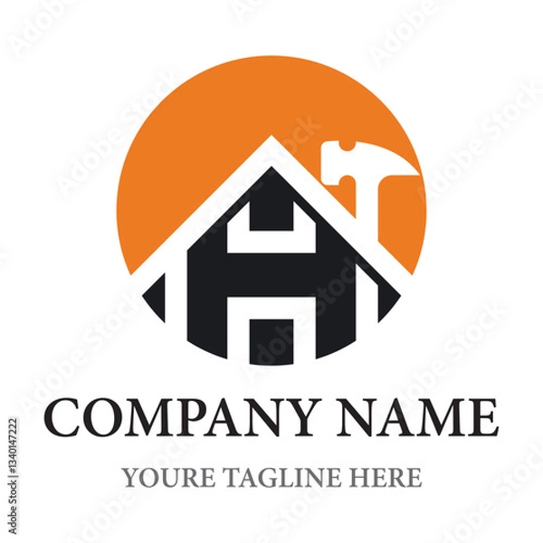 Fototapeta Stylish house with letter h and hammer