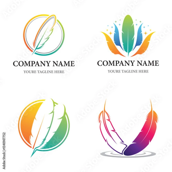 Fototapeta Feather vector logo design