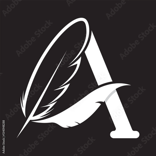 Obraz Letter A  and Feather Vector Logo Design