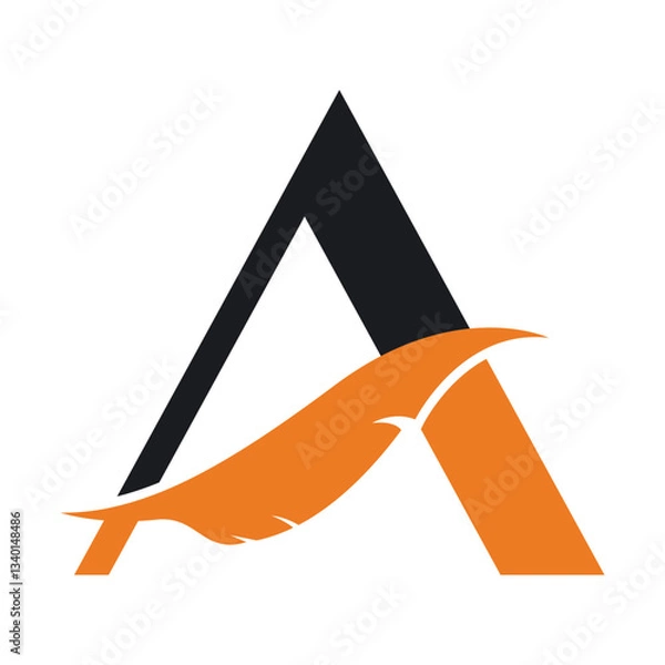 Obraz Letter A  and Feather Vector Logo Design