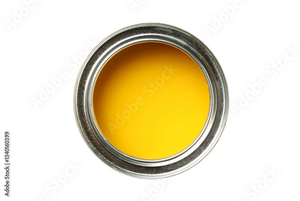 Obraz PNG, Paint, can of yellow paint, top view, isolated on white background