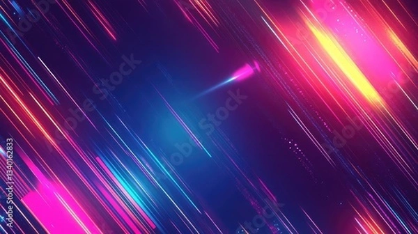 Fototapeta Abstract Neon Lights Background With Dynamic Stripes And Vibrant Colors And Effects.